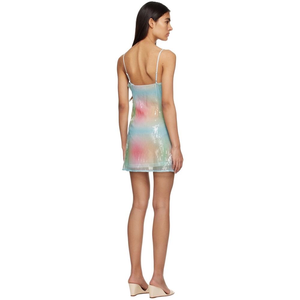 STAUD Jenny Dress Rainbow Ombré Mesh Mini slip sequin size medium M - Picture 12 of 14